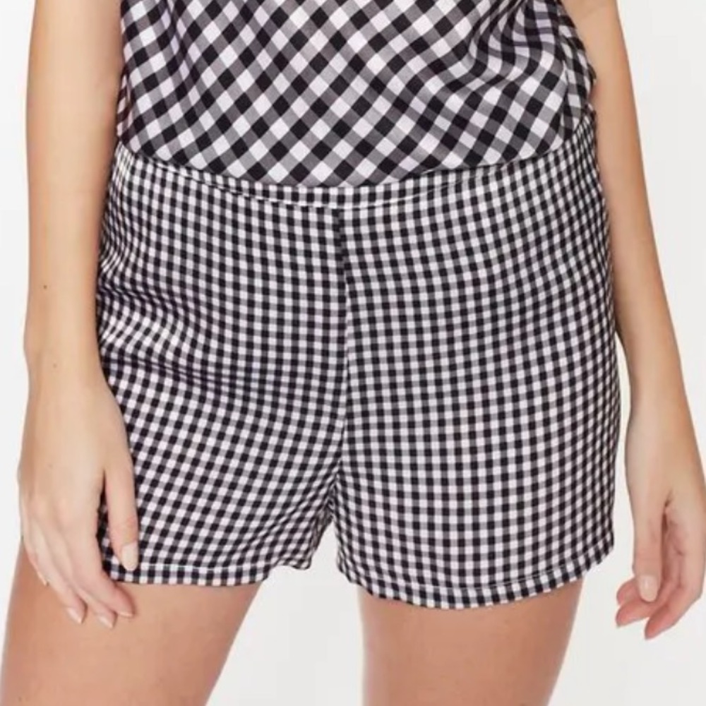 NWT $192 Sz S Cami NYC Black White Gingham Matilda Silk Lined Shorts